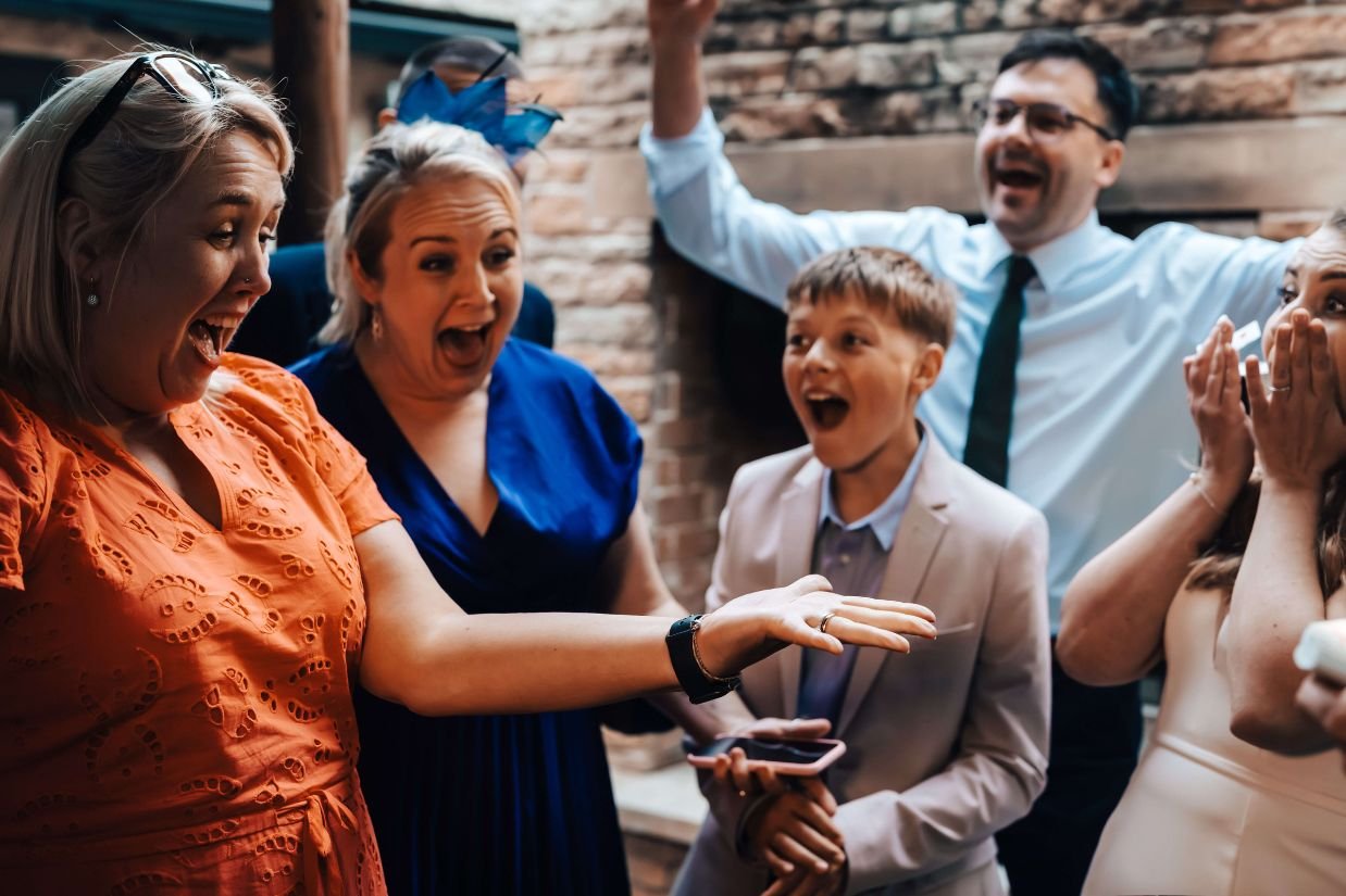 Close-up magic for guests at a wedding in Sutton Coldfield